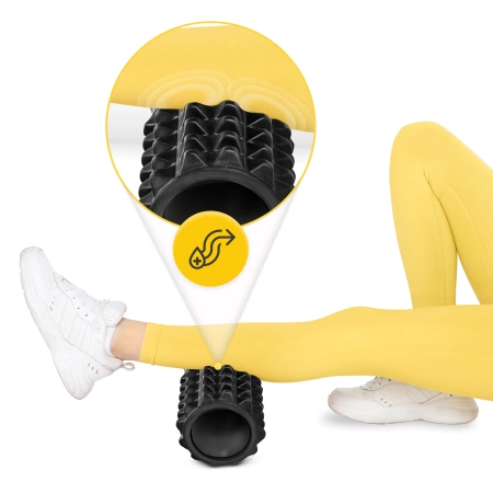 EVA habtüskés masszázshenger, 33 cm, fekete