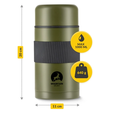 Rozsdamentes acél étkezési termosz, 1 l, zöld