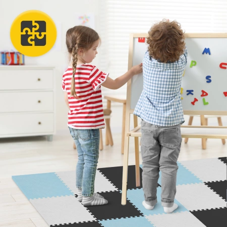 Oktató szőnyeg gyermekeknek, 180 x 180 cm, türkizkék