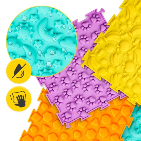 Ortopédiai érzékszervi puzzle szőnyeg gyermekeknek, 4 darab.