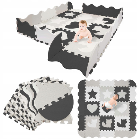 Gyerek oktató puzzle szőnyeg, 120 x 120 cm, szürke