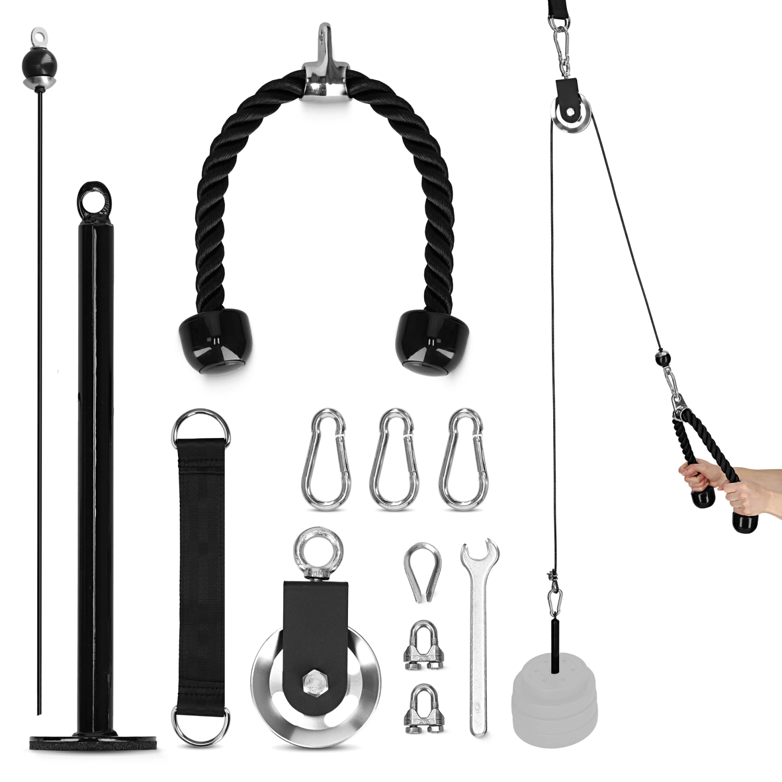 wyciag gorny i dolny zestaw 100kg domowa silownia trening silowy uchwyt do sufitu i sciany