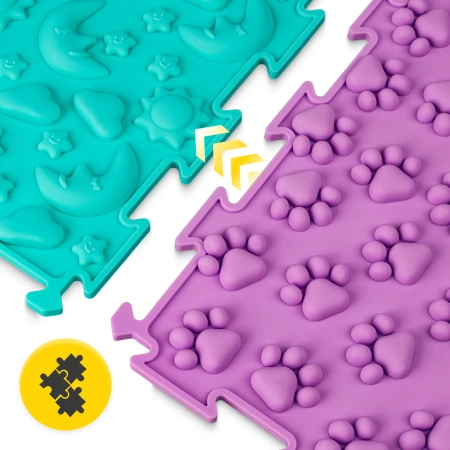 Ortopédiai érzékszervi puzzle szőnyeg gyermekeknek, 4 darab.