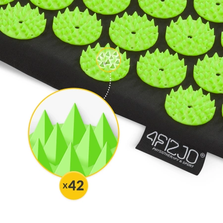 Párnával ellátott klasszikus akupresszúrás szőnyeg, zöld