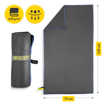 Gyorsan száradó mikroszálas törölköző, 130 x 75 cm, szürke