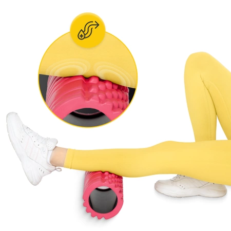 EVA bordázott masszázshenger, 33 cm, rózsaszín