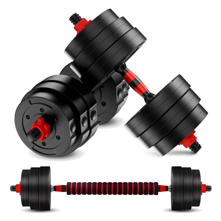 Rúddal ellátott, állítható bitumenes kézisúlyzó, 2 x 10 kg