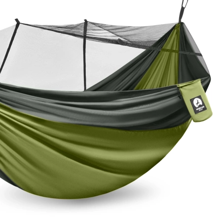 Mountain Goat két személyes utazási függőágy szúnyoghálóval, szürke és zöld