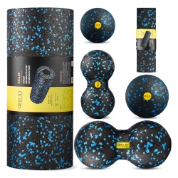 EPP masszázshenger és golyó készlet, 6 db, kék