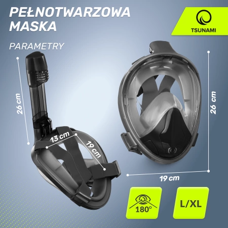 TSUNAMI teljes arcú búvármaszk, L/XL