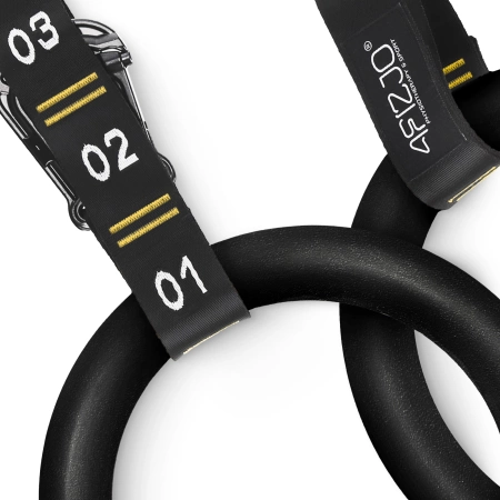 Gymnastic gyűrűk húzódzkodáshoz ABS-ből, fekete és sárga színben