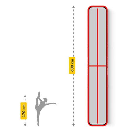 AIR MAT pumpával ellátott akrobatikai pálya, 6 x 1 x 0,15 m