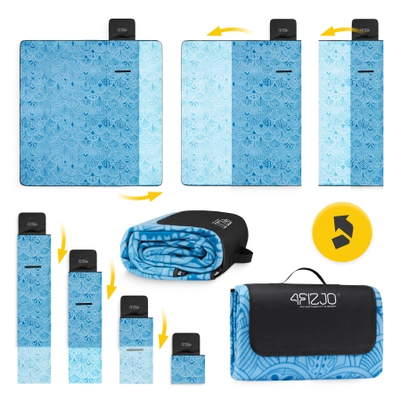 Szigeteléssel rendelkező piknik- és strandtakaró, 200 x 200 cm, kagyló mintás