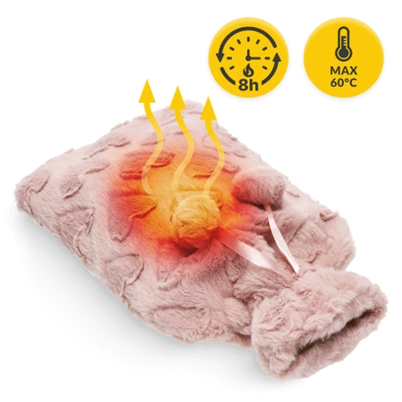 Gumi melegítőpalack szív mintás plüss szövetborítással, 2 l