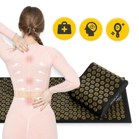 ERGO párnával ellátott akupresszúrás matrac, XL, fekete