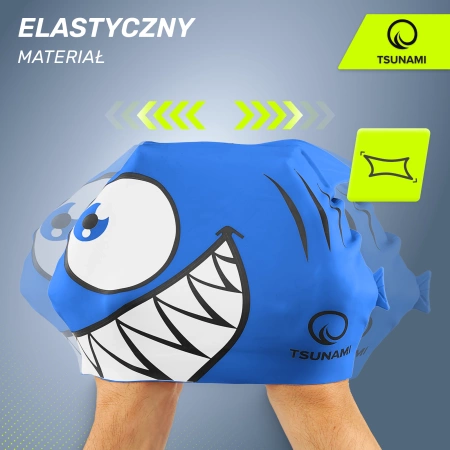 TSUNAMI gyermek úszósapka, cápa mintás, kék