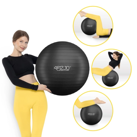 Felfújható gimnasztikai labda, 65 cm, fekete