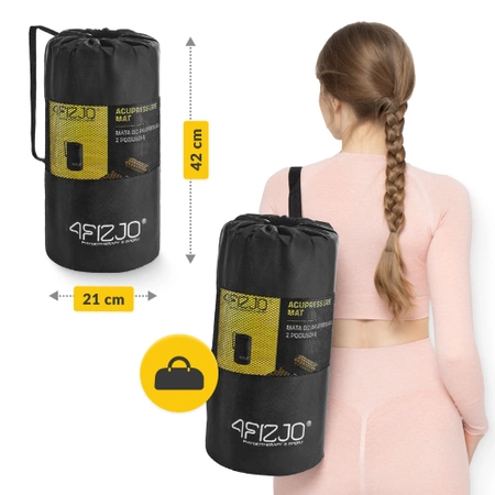 Akupresszúrás szőnyeg párnával, fekete