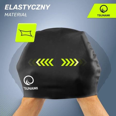 TSUNAMI gyermek úszósapka, fekete