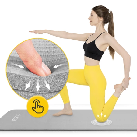 NBR torna- és jógaszőnyeg, 180 × 60 × 1 cm, szürke