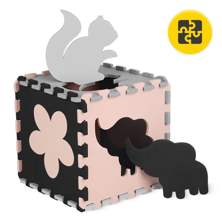 Gyerek oktató puzzle szőnyeg, 150 x 150 cm, rózsaszín