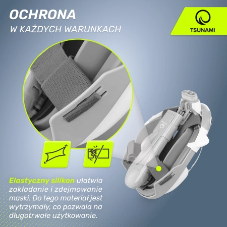 TSUNAMI SHARK gyermek búvármaszk, szürke
