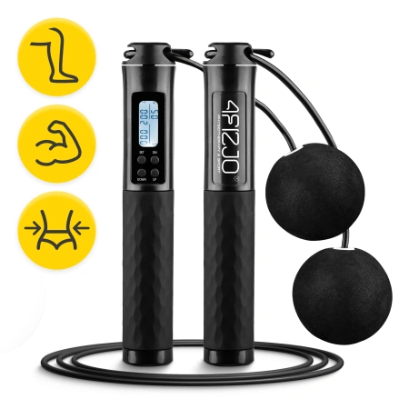 Számlálóval és golyóval ellátott ugrálókötél, fekete