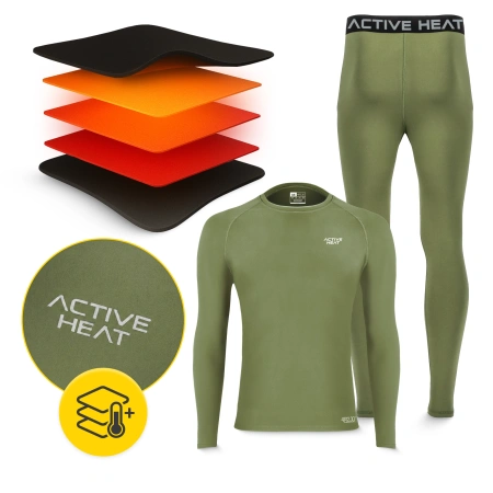 Unisex termikus alsóruha - zöld szett, póló + nadrág, M méret