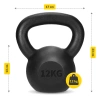 Öntöttvas kettlebell, 12 kg
