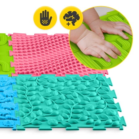 Ortopédiai érzékszervi puzzle szőnyeg gyermekeknek, 6 darab.