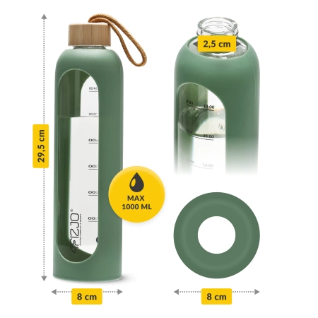 Üvegkulacs, 1 L, zöld