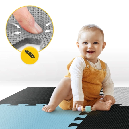 Gyerek oktató puzzle szőnyeg, 180 x 180 cm, türkizkék