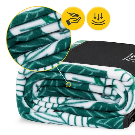 Szigeteléssel rendelkező piknik- és strandtakaró, 200 x 200 cm, levél mintás