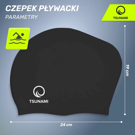 TSUNAMI unisex úszósapka, fekete