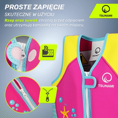 TSUNAMI úszómellény 2-3 éves gyerekeknek, rózsaszín