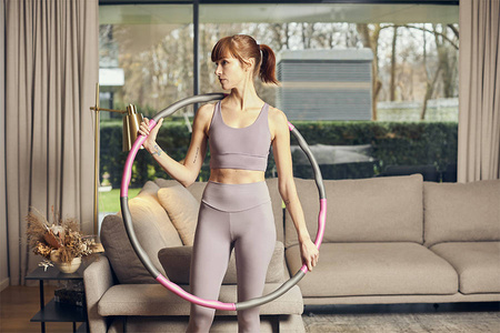 Szétszerelhető masszírozó hullahopp karika, 1 kg, rózsaszín