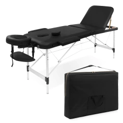 Állítható fekvőfelületű, alumínium masszázságy, 60 cm, fekete