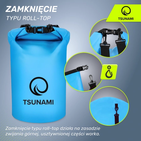 TSUNAMI vízálló zsák, 30 l, kék