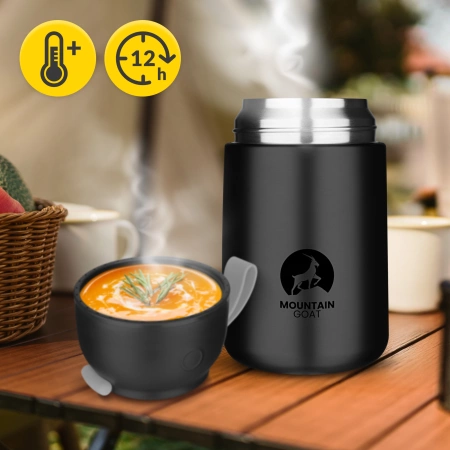 720 ml-es rozsdamentes acél ebédtermosz, fekete