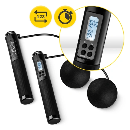 Számlálóval és golyóval ellátott ugrálókötél, fekete