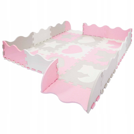 Oktató puzzle szőnyeg gyerekeknek, 120 x 120 cm, rózsaszín