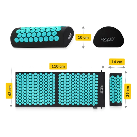 Nagy akupresszúrás szőnyeg párnával, XL, sötétzöld