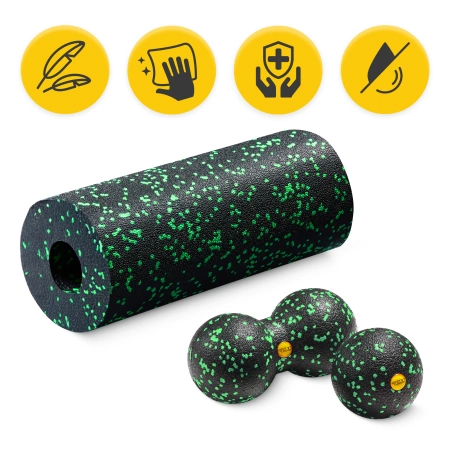 EPP masszázshenger és golyó készlet, 3 db, zöld