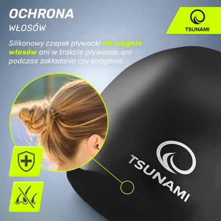 TSUNAMI PRO unisex úszósapka, fekete