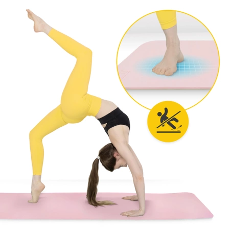 TPE csúszásgátló jóga- és edzőszőnyeg, 1 cm, rózsaszín