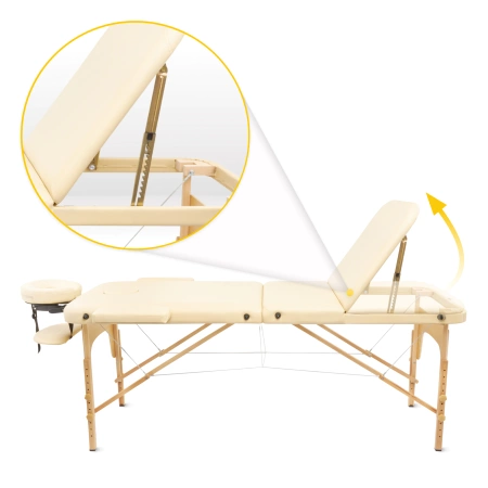 Állítható fekvőfelületű, alumínium masszázságy, 60 cm, bézs