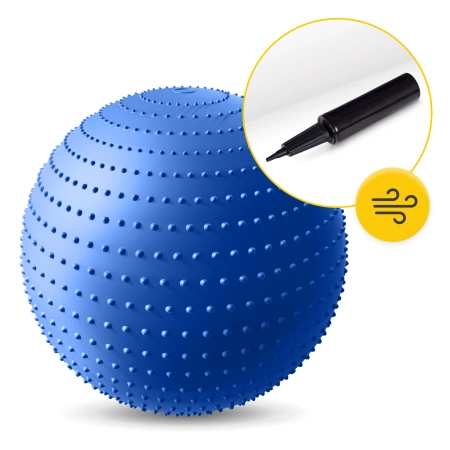 Felfújható, tüskés masszázslabda, 65 cm, kék
