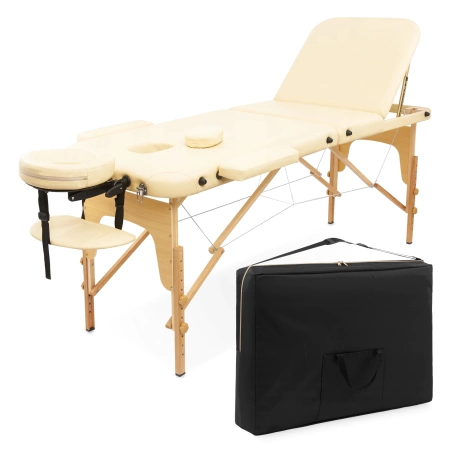 Állítható fekvőfelületű, alumínium masszázságy, 60 cm, bézs