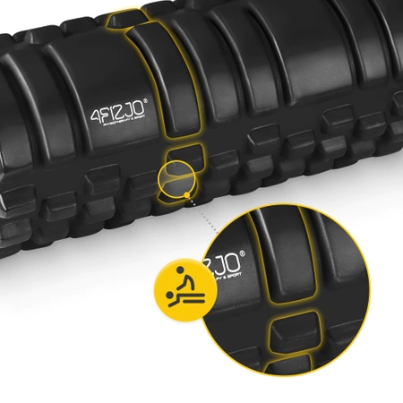 EVA bordázott masszázshenger, 33 cm, fekete