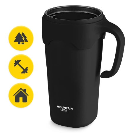 Szívószálas termosz bögre, 650 ml, fekete